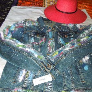 !SALE! NWT Cartise Hand Painted Denim Jacket 14